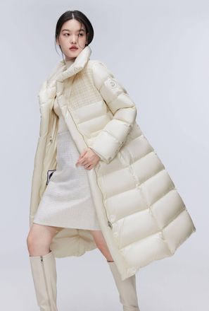 Bosideng Womens Premium Puffer Goose Down Jacket 3192 - White & Gold - Size 12 UK