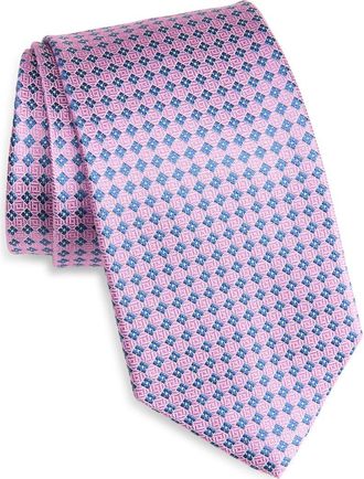 David Donahue Neat Diamond Silk Jacquard Tie in Pink at Nordstrom