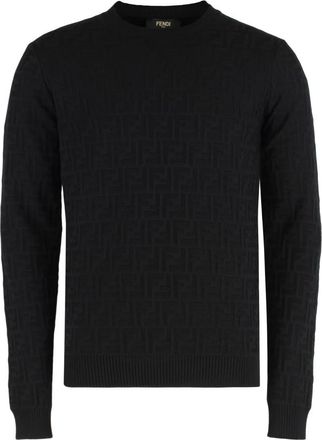 Fendi Truien & Vesten, Heren, Zwart, S, Katoen, Trui met Ronde Hals