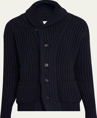 Anderson & Sheppard Mens Rib-Knit Cashmere Cardigan