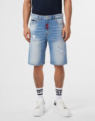 Philipp Plein Denim Formentera Shorts Basic Men in Strong Ocean at Nordstrom, Size 32