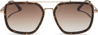 DIFF Eyewear Jordan 57mm Gradient Navigator Sunglasses in Glitter Tortoise /Brown at Nordstrom