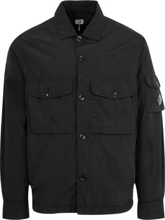 C.P. Company Giacca-camicia con applicazione Lens - Nero