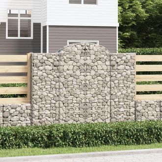 Berkfield Home Arched Gabion Baskets 2 pcs 200x50x160/180 cm Galvanised Iron in Silver