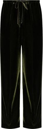Forte_Forte Fluwelen broek met rechte pijpen - Dames - Straight fit broeken - Groen - M - Broeken