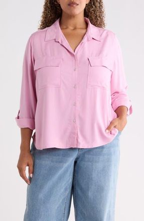 Beach Lunch Lounge Felicity Button-Up Shirt in Veiled Rose at Nordstrom, Size 1X