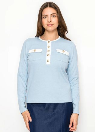YAL New York Lightweight Blue Cotton Blend Top