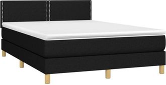 vidaXL Vidaxl - Cama Box Spring Colch&oacute;n Y Luces Led Tela Negro 140x200 Cm