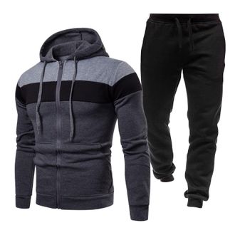 Generic Jerkin for Men Winter Men With Pants Hoodie Plus Leisure Winter Hooded Plush Women Suits Sweaters Zipper And Pants Sweatershirt Top Trousers Thin Swea