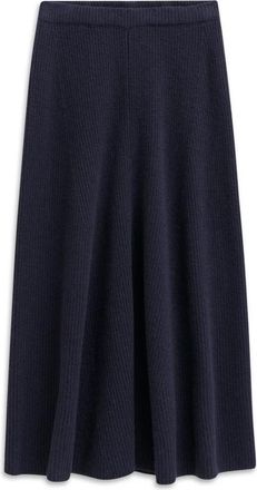 Bugatti Geribbelde gebreide rok met elastische tailleband - Dames - Midirokken - Blauw - M - Wol - Rokken