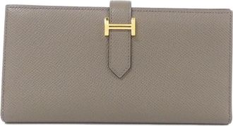 Herm&egrave;s Bearn Etoupe Gray Epsom Leather Wallet (Bi-Fold) (Pre-Owned)