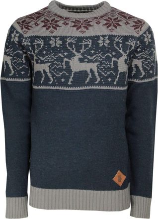 SOULSTAR SoulStar Mens Jumper Mens Stag Deer Stag Xmas Christmas Knitwear Crew Neck, Navy, XL