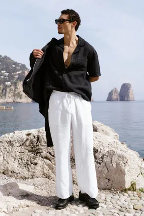 Alo | Linen Days Straight Leg Pants in White, Size: Medium