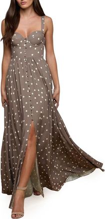 L'agence Rosette Dot Sleeveless Maxi Dress in Cardamom/Ecru Polka Dot at Nordstrom, Size X-Large