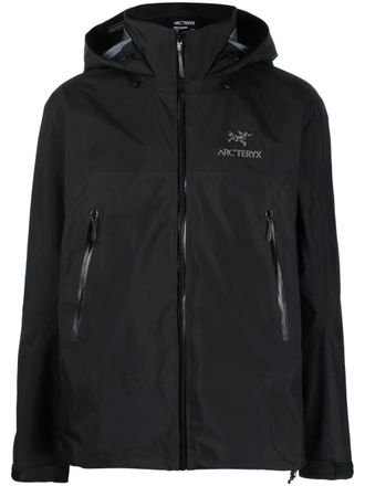 Arc'teryx logo-embroidery hooded jacket - men - Nylon - S - Black