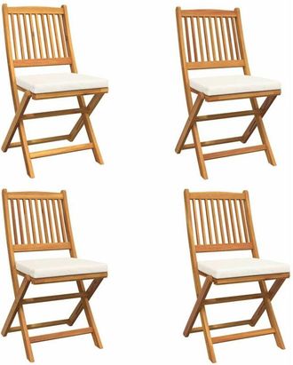 vidaXL Vidaxl - Silla Plegable Con Coj&iacute;n Plegable 4 Pcs Blanco 49 X 57.5 X 92cm