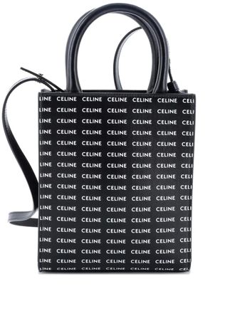 Celine Vertical Cabas All Over Logo Print Leather Mini tote bag - Nero