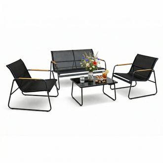 VCM 4 Piezas Conjunto De Muebles De Jard&iacute;n Grupo De Asientos Grupo De Comedor 1xmesa, 2x Sillas, 1x Sof&aacute; Mesa Dimensiones Aprox. Al. 41 X An. 74 X P. 45 C