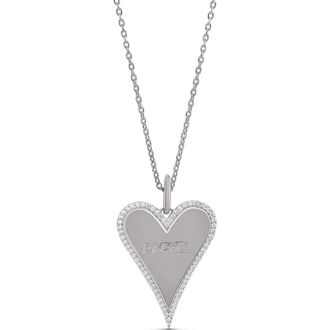 SHYMI Pav&eacute; Heart Name Pendant Necklace in Silver at Nordstrom