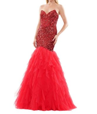 Colors Dress Sequin Mermaid Prom Dress In Red