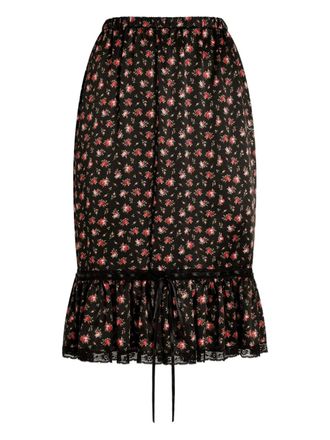 Dolce & Gabbana floral ruffled midi skirt - Black