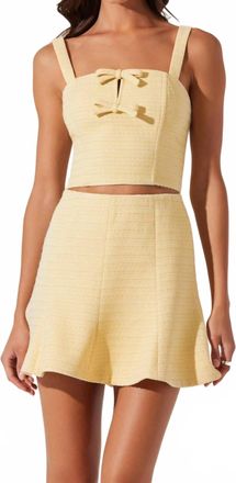 Astr Kiona Tweed Bow Top In Yellow