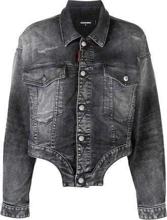 Dsquared2 cropped denim jacket - women - Cotton/Spandex/Elastane/Polyester - 40 - Black