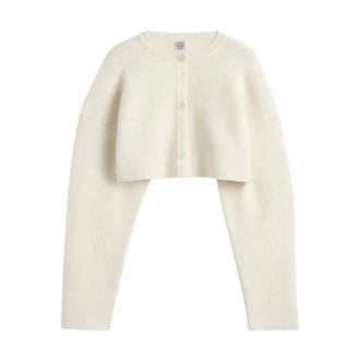 Toteme Cropped Oversized Cardigan - female - Tot&ecirc;Me - Cardigans - White - M - Knitwear