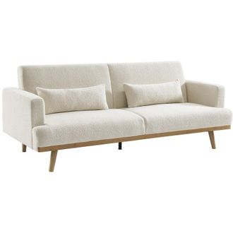 Vente-Unique Divano letto 3 posti clic-clac in Tessuto bouclette Bianco - ESME