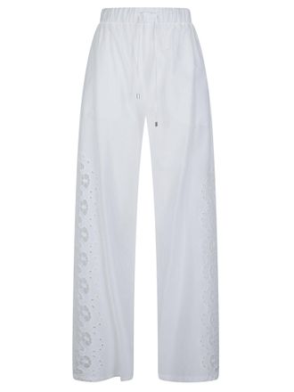 Patrizia Pepe Wide Leg Cotton Eyelet Lace Pants