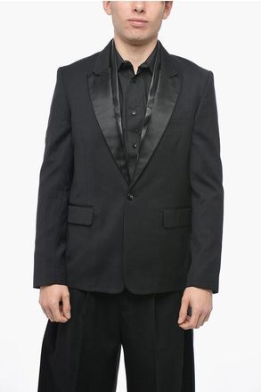 Amiri Giacca Tuxedo in Lana con Dettaglio in Pelle taglia 52