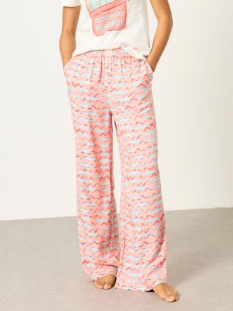 Fat Face FatFace Lola Peach Pink Sardines Wide Leg Pyjama Bottoms