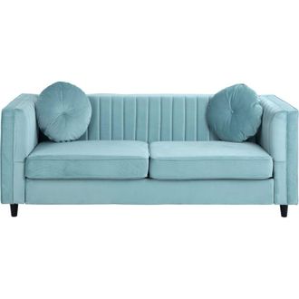 Premier Housewares Farah 3 Seat Midnight Green Velvet Sofa
