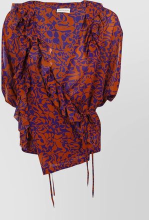 Dries Van Noten clematis wrap shirt ruffled neckline