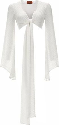 Missoni Blouse met strikdetail en dramatische klokmouwen - Dames - Blouses - Wit - 2XS - Overhemden