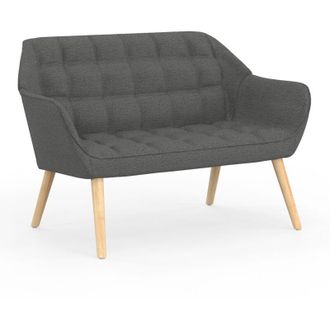 IDMarket CASTILLE Divano scandinavo dritto a 2 posti in tessuto trapuntato grigio antracite