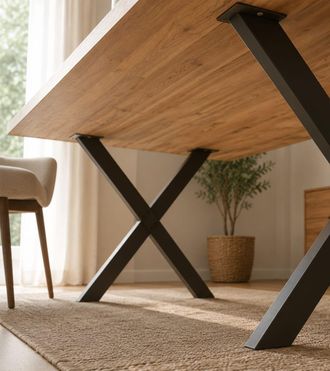 Home Heavenly Patas de mesa de metal en forma de x en color negro 74 x 82 x 8 cm