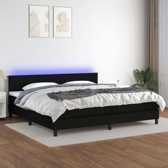 vidaXL Vidaxl - Cama Box Spring Colch&oacute;n Y Luces Led Tela Negro 200x200 Cm