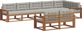 vidaXL Conjunto De Sof&aacute;s De Exterior 8 Uds. Natural Y Gris Claro Vidaxl