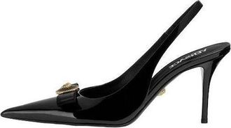 Versace (WMNS) VERSACE Gianni Ribbon Patent Slingbacks 85 mm Black 1013717-1A08983-1B00V
