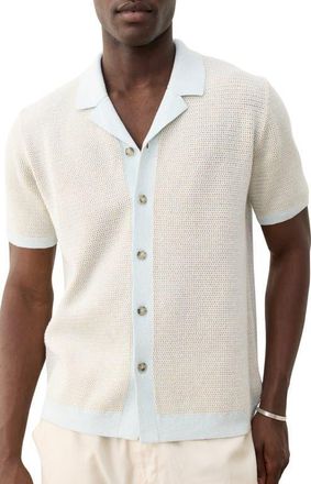Marine Layer Asher Camp Shirt Sweater in Light Aqua at Nordstrom, Size Xx-Large