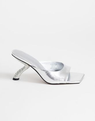 Topshop sandalo Octavia con cinturini, tacco alto con strass, argento