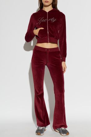 Sporty & Rich Velour Sweatshirt From The Rich Bitch Drop Collection, Womens, Burgundy