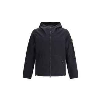 Stone Island Mens Hooded Zip Jacket - Black Cotton - Size Medium