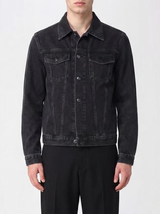 Canali Giacca a camicia in denim di cotone con tasche a toppa