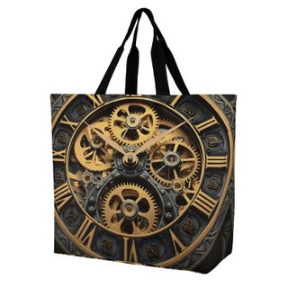 Generic Clock Gear Shopper Bag Portable Grocery Bag Waterproof Shopping Bags For College Ladies Travel