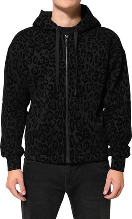 Dolce & Gabbana Black Cotton Hooded Full Zip Bomber Mens Jacket (Pre-Owned)