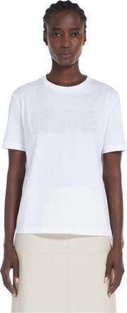 Max Mara T-shirt met reli&euml;flogo van katoenen jersey - Dames - T-shirts - Wit - XS - Katoen - Tops