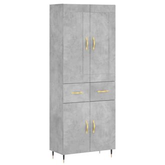 vidaXL Vidaxl - Aparador Alto Madera Contrachapada Gris Hormig&oacute;n 69,5x34x180 Cm