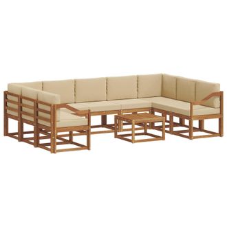 vidaXL Conjunto De Sof&aacute;s De Exterior Con Coj&iacute;n 10 Pcs Natural Y Beige Vidaxl